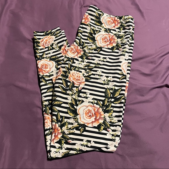 LuLaRoe Pants - Lularoe floral striped leggings